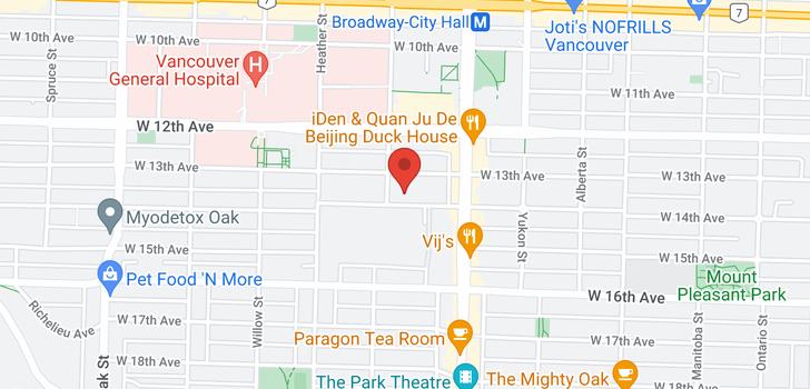 map of 305 555 W 14TH AVENUE